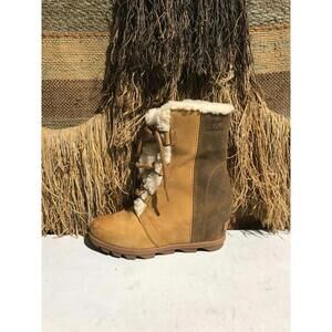 Sorel Joan Of Arctic Wedge II Shearling Brown Winter Boots US Women Size 9